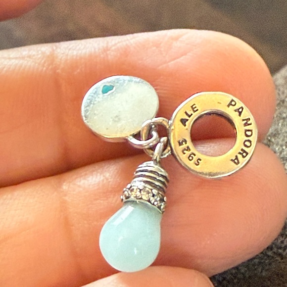 Pandora Silver and Light Blue Dangle Charm - Picture 1 of 6